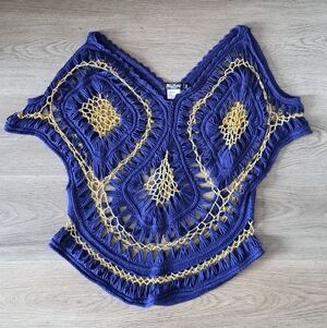 Elegant Purple and Gold Crochet Blouse